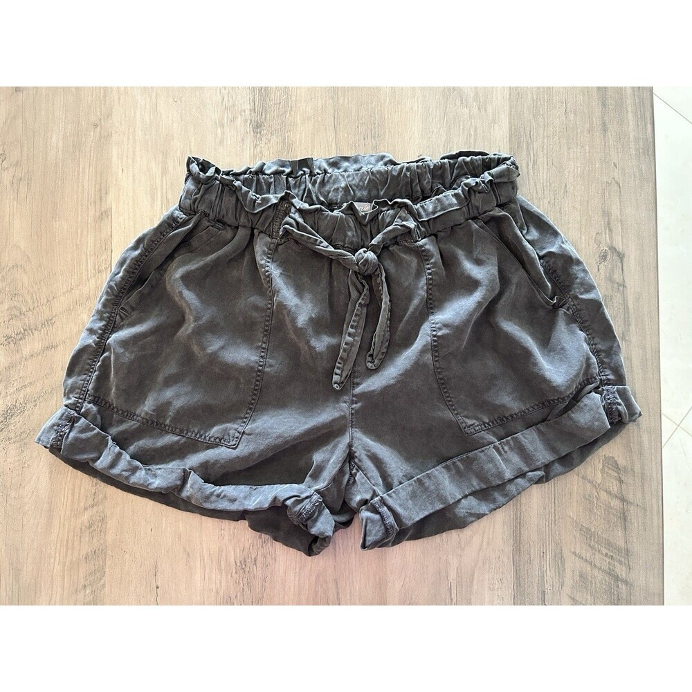 Aerie Womens Chambray Gray Pull On Tie Front Shorts 100% Lyocell Size XS
